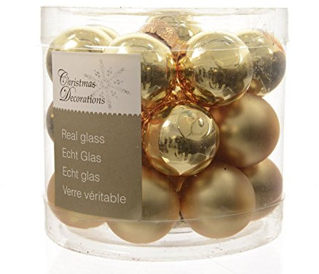 Kaemingk Weihnachtskugeln Mini 2,5cm Glas Glanz/matt 24 Stück Gold