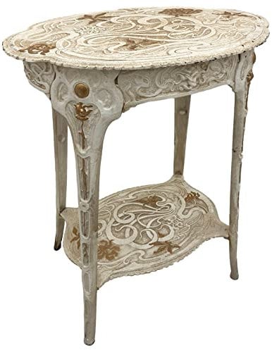 aubaho Tisch 60cm Beistelltisch Blumen Eisen 11,5kg Art Nouveau antik Stil Gartentisch Garten Garden Table Iron