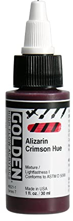GOLDEN High Flow Acrylics, Alizarin Crimson Hue, 1 fl. oz. Bottle