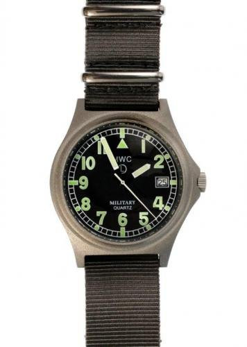 MWC G10 Swiss Quarz Stahl Stoff Schwarz Datum Grau Herrenuhr Uhr, Schwarz