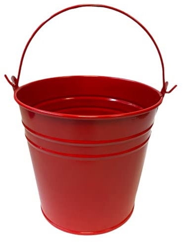 KOMIRO Bright Colour Small Tin Wedding Metal Flower Planter Plant Pot Bucket 13cm 5 (13cm Red Tin Bucket)