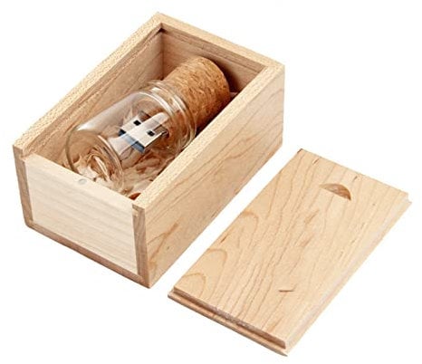 UFARID Driften Flasche USB3.0 Flash-Laufwerk Memory Stick Transparenter USB-Stick mit Holzkiste Werbegeschenke Für Computer, Car-Audio usw. (16GB)