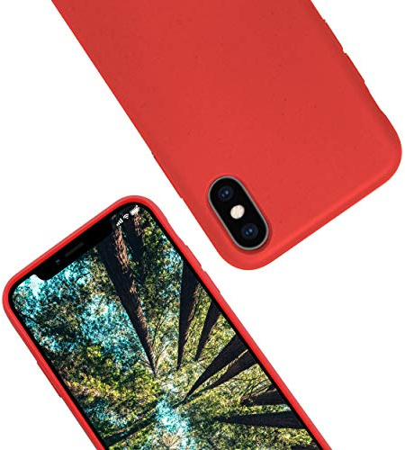 eplanita Eco Mobile Phone Case Compatible with iPhone X/XS, Plant Fibre, Drop Protection Cover, Durable and Sustainable (for iPhone XS/X, Red)