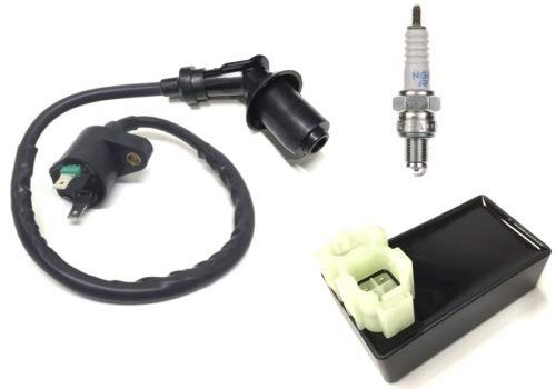 Streetparts 24 Zündspule Zündkerze Zündkerzenstecker CDI passend für Flex Tech Fun, Benzhou YY50QT (4-Takt) - Kupfer, 4 Stück