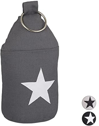 Set of 6 Relaxdays Star Door Stops, Fabric Bumper, Floor Doorstop, Tall, with Handle, HxD: 23 x 11 cm, Dark Grey