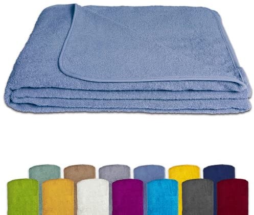 KiGATEX Frottee-Decke aus 100% Baumwolle - Sommer-Decke, Tagesdecke, Bettdecke, Strandtuch - Waschbar - Öko-Tex Zertifiziert - 150x200 cm - Blau