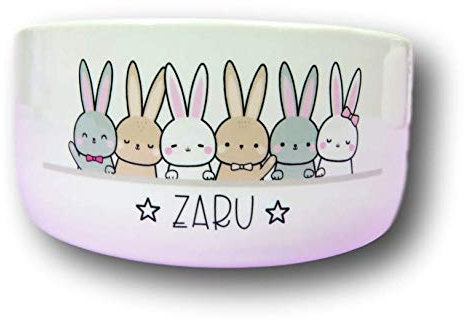 The T Bird Personalised Rabbit Bowl | Small - 12cm, Large - 18cm | Modern Ceramic Pet Bowl | for Rabbits