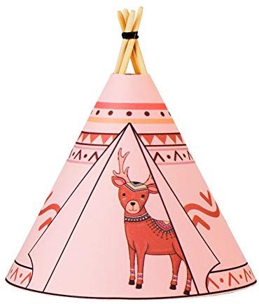 Pauleen 48029 Twinkle Tipi Deer Tischleuchte batteriebetrieben Tischlampe LED Kinderzimmerlampe Rosa Rentier Stoff / Holz