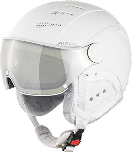 Alpina Jump 2.0 V - Sicherer, Stoßabsorbierender & Individuell Anpassbarer Skihelm Für Erwachsene, White-Grey matt, 55-58 cm
