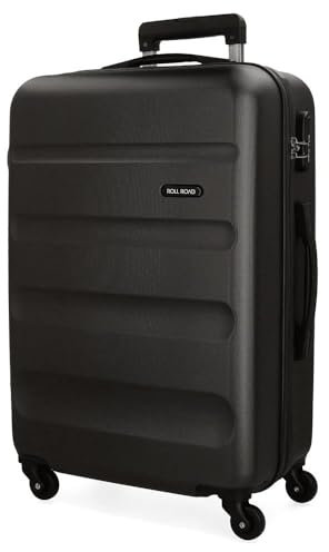 Roll Road Flex Valise Grande Noir 51x74x28 cms Rigide ABS Serrure à combinaison 91L 3,8Kgs 4 roues