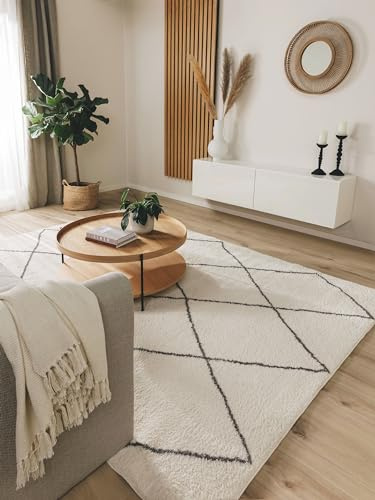 benuta Nest Hochflorteppich Benno - Creme 160x230 cm - Kunstfaser - Rechteckig & im Style: Berber, Traditionell, Hygge & Cozy, Minimalistisch, Scandi - Pflegeleicht für Wohnzimmer Schlafzimmer