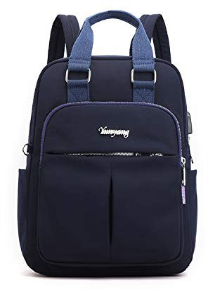 FANDARE Zaini Casual Laptop Borsetta Zainetto Cartelle Donna Zaino Scuola con USB Adolescente Borse a Zaino Ragazza Zainetti Daypacks per All'aperto Viaggio Shopping Impermeabile Nylon Blu Scuro