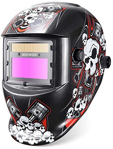 JALUWELD Automatik Schweißhelm Vollautomatik Schweißhelme Automatische Abdunkelung Solar Schweißmaske Großes sichtfeld für die Anwendungen Inkl.5 austauschbare Objektive
