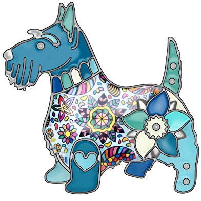 DUOWEI Broche en forme de chien écossais - 6 couleurs - Pour vêtements, bijoux, cadeaux - Collection pour femmes et filles