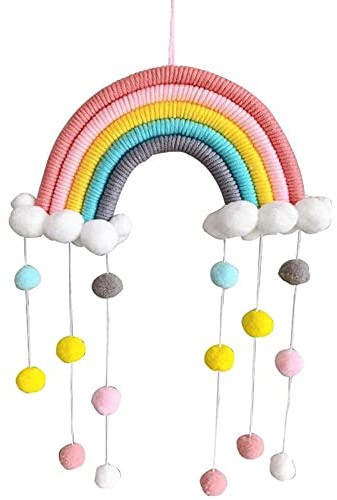 Wandbehang mit nordischem Regenbogen, Dekorativer Wandteppich, Handgewebter Regenbogen Wandbehang, für Schlafsaal, Wohnung, Wohnzimmer, Schlafzimmer, Hintergrunddekoration(Farbe)