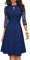 HOMEYEE Damen Elegant Hollow Out Spitze Swing Retro Party Cocktailkleid A234 (XXL, Dunkelblau)