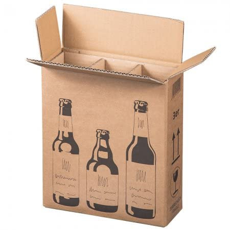 BB-Verpackungen Lot de 5 et 90 cartons d'expédition pour bouteilles de bière 255 x 88 x 288 mm (solides, robustes, 3 bouteilles, carton de bouteille)