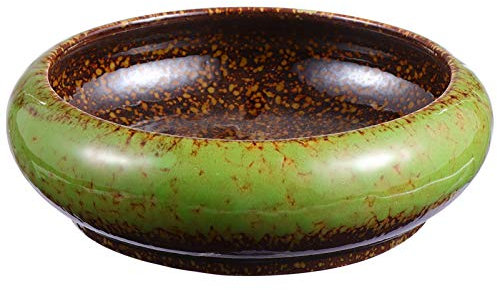 Vintage Sukkulentententopf Keramik Bonsai Töpfe Groß Rund Sukkulenten Übertopf Flach Kaktus Pflanztopf Topf für Zimmerpflanzen Grün