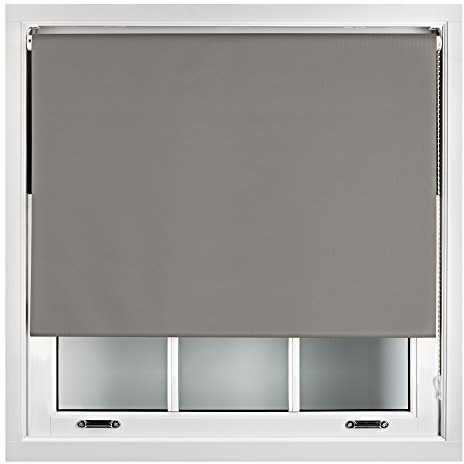 FURNISHED Grey Blackout Roller Blinds Black Out, Dark Grey, 170W x 165L cm | 100% thermal window blind aesthetic neutral stone colour