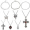 BVLAGIDA 9 Stück Gothic Grunge Halskette Set Goth Punk Rock Silber Halskette Liebe Herz Kreuz Dornen Böses Auge Engel Flügel Halloween Halskette für Frauen Mädchen Kette Choker Halskette