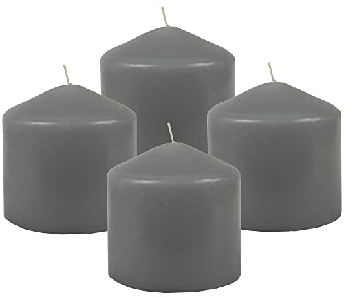 Bestgoodies Stumpenkerzen Wachskerzen Ø8cm x 8cm (4er Pack) Grau - Lange Brenndauer, Hergestellt in EU, Kerzen Blockkerzen - Wachs Stumpen