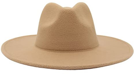 Faringoto Fedora-Hut für Damen, Winter, luxuriös, für Damen, aprikose, Einheitsgröße