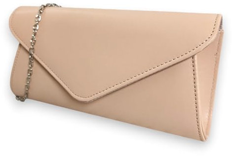 UShopUK Pochette in finta pelle tinta unita per matrimonio, ballo di fine anno, festa, borsa a mano, Albicocca Nudo, medium