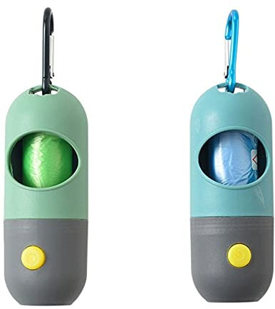 HomeSoGood 2 dispensadores de bolsas de excrementos de perro, accesorios de limpieza de luz LED para exteriores, portátil, degradable (mezcla)