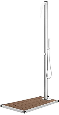 MOONAIRY Ducha de jardín con Base, Duchas Exterior Piscina, Ducha Terraza, Ducha para Patio, Ducha Exterior Jardin, marrón 225 cm Acero Inoxidable