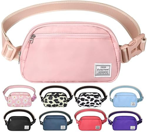 DMLuna Petit Sac à bandoulière Tendance et léger pour Femme et Homme, Mini Sac Banane avec Sangle réglable pour la Course à Pied, l'entraînement, Les Voyages, Noir, Sacs Banane élégants