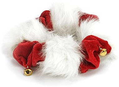 Katzenhalsband, 15 x 5 cm, elastisch, Glöckchen, Fell, Rot Weihnachten