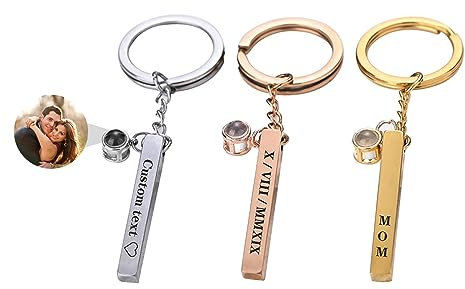 Photo Projection Personnalisée Porte-clés Bar 'Je T'aime' 100 Langues - Argent Mémorial Cadeau d'Anniversaire Noël Saint-Valentin, Style 9