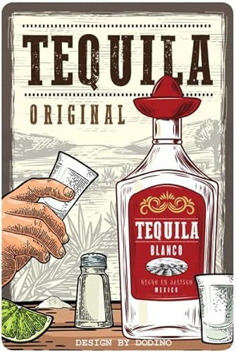 DODINO 20x30cm retro blechschilder TEQUILA Bar Deko Cocktail Schild als Geschenk, Küche Dekoration
