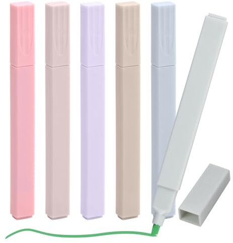 Tibapla Textmarker Pastell 6 Stück Aesthetic Marker Assorted Colors No Bleed Dry Fast Easy to Hold, Aesthetic School Stuff, Marker Pastell für Kinder Zuhause Schule Büro Schule Bürobedarf