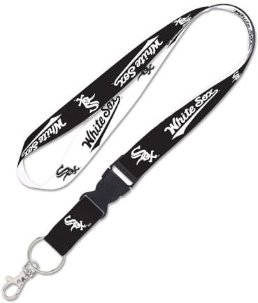 Chicago White Sox Schlüsselband mit abnehmbarer Schnalle, 2,5 cm, Schwarz