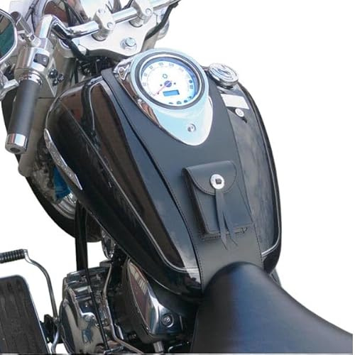 Copriserbatoio nero SPAAN in cuoio compatibile con Yamaha Dragstar 1100 Classic