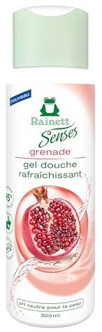 RAINETT Senses - Gel Douche Rafraîchissant à la Grenade - 95% d'Ingrédients d'Origine Naturelle - Formule Vegan - Gel Douche pH Neutre Pour La Peau - Flacon Recyclé & Recyclable - 300 ml