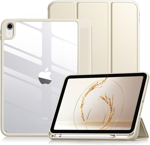 Vobafe Case for iPad A16 11th Generation 11 Inch 2025/iPad 10th 10.9 2022 | with Pencil Holder, PC Clear Hard Back Cover, Slim Trifold Stand Case Support Touch ID, Auto Wake/Sleep, Champagne