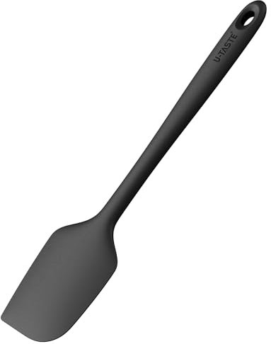 Grande Spatule Silicone de 35.6cm: U-Taste 250℃ Résistant à la Chaleur Maryse Grattoir Flexible et Antiadhésif, Ustensile de Cuisine pour la Cuisson pour Mélanger Remuant Raclant (Noir)