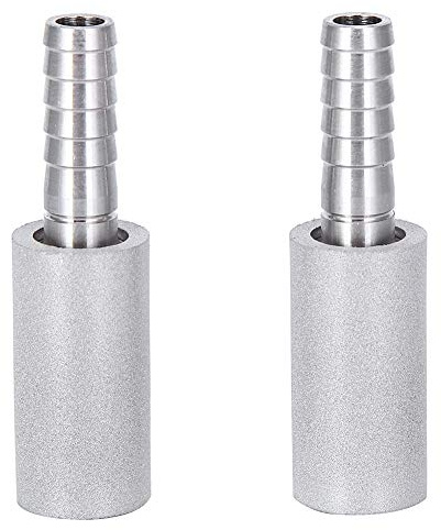 Diffusion Aeration Stone, 2Pcs 0.5μm Diffusion Stone Stainless Steel Aeration Stone with 1/4 Inch Outer Diameter Barb