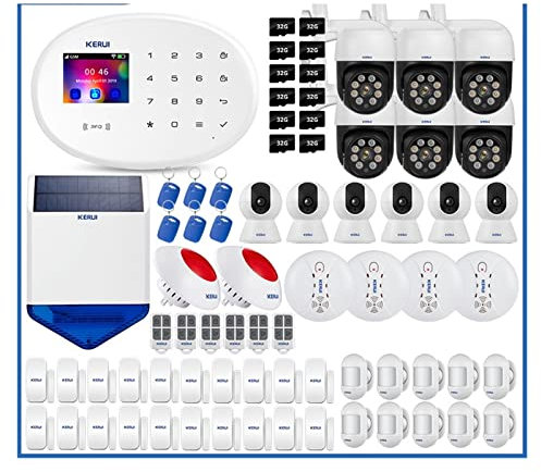 Sistema de Alarma DIY de Seguridad para el hogar, Kit del Sistema de Alarma for el hogar Inteligente de Tuya 4G gsm WiFi Control de cámara de Seguridad de Alarma inalámbrica Pir Sirena del Sensor Kit