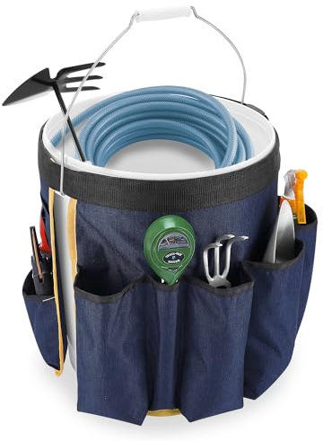WISEPRO Seau à outils, organisateur pour outils de jardin, tissu Oxford 900D, avec 12 compartiments, pour le nettoyage du jardin, l'entretien de la pelouse (pour seau de 5 gallons)
