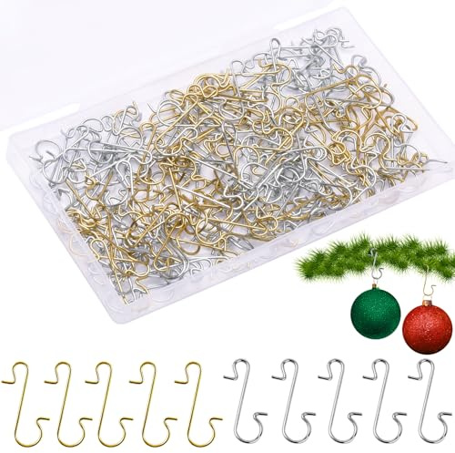 Augshy 240 ganchos de bolas de Navidad de metal con caja de almacenamiento para colgar decoraciones de árbol de Navidad