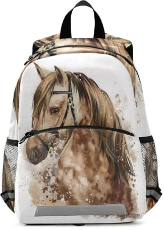 Yopersonalizes Kinder-Rucksack für Jungen und Mädchen, Pferd, Aquarell, Malerei, Vorschule, Kindergarten, Büchertasche, Kinderrucksack, Schultasche, Kindergarten, Kita, mit Brustgurt, mehrfarbig,