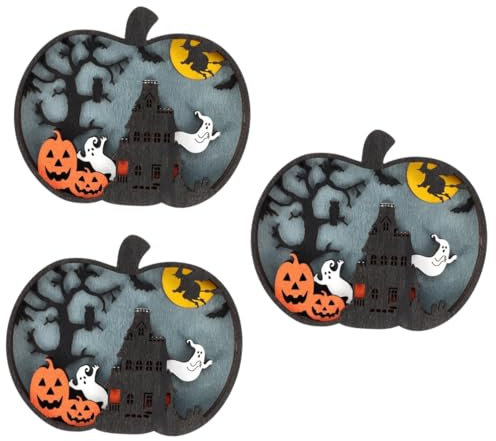 PRETYZOOM 3st Kürbis-ornamente Süßes Oder Saures Zeichen Tablett Kürbis Anzünden Halloween-kürbis-ornament Festival-kürbis- Halloween-kürbis-mittelstücke Spukhaus Buchsbaum