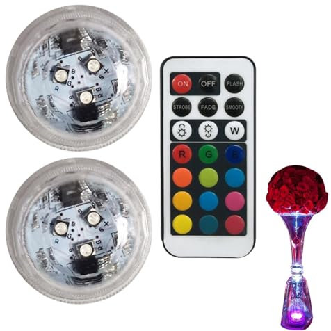Piccola luce LED sommergibile, luci d'acqua,Piccole lampade decorative per acquario - Piccole lampade per acquario con telecomando, luci per vasca idromassaggio che cambiano colore alimentate a batter
