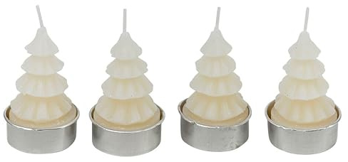 URBNLIVING 12 Pcs White Christmas Tree Shaped Tea Light Candles for Festive Holiday Decor Xmas Tealight Gift Sets Table Centerpieces Home Decoration