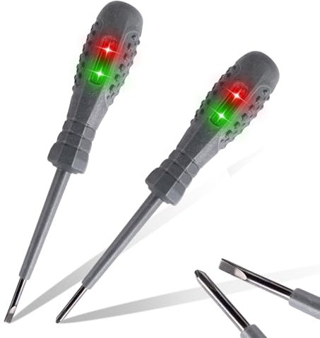 2-in-1 High Torque Strong Magnetic Screwdriver Electricity Detector, High Torque Alloy Dual Light Color Light Measuring Electric Pen, 12V-220V Point Contact Test Pen Electric Pen (Phillips/Straight)