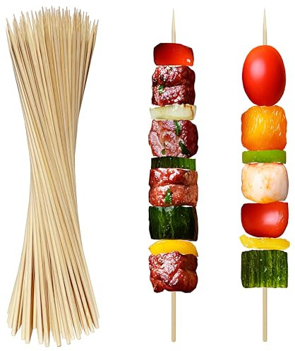 XMZY Natural Bamboo Skewers 10 Inch Wooden Skewers Bamboo Sticks, Kabob Skewers for Grilling, Fruit, BBQ, Shish, Yakitori. More Size Choices 8/12, 100 PCS (10inch X Φ3mm)