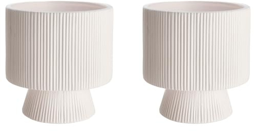 BUTLERS 2er Set Blumentopf Dolomit matt Ø15cm Rome | Pflanzgefäß mit Stufenform | Übertopf für Wohnzimmer & Balkon | Pflanzentopf für Sukkulenten & Kakteen
